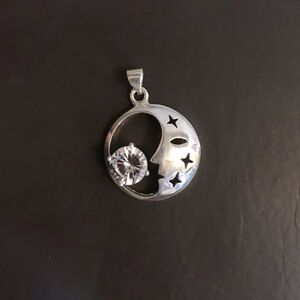 925 silver half moon cz pendant